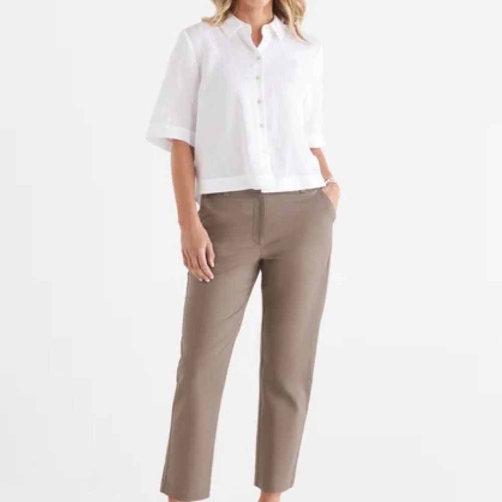 The Limited Womens Capri Pants Brown Drew Fit Low Rise Pockets Zip Cuff Size 8